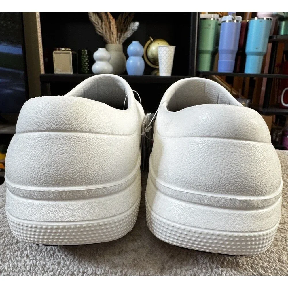 NWT Crocs 205073 On The Clock Slip Resistant Shoes Work Slip On White M9 W11